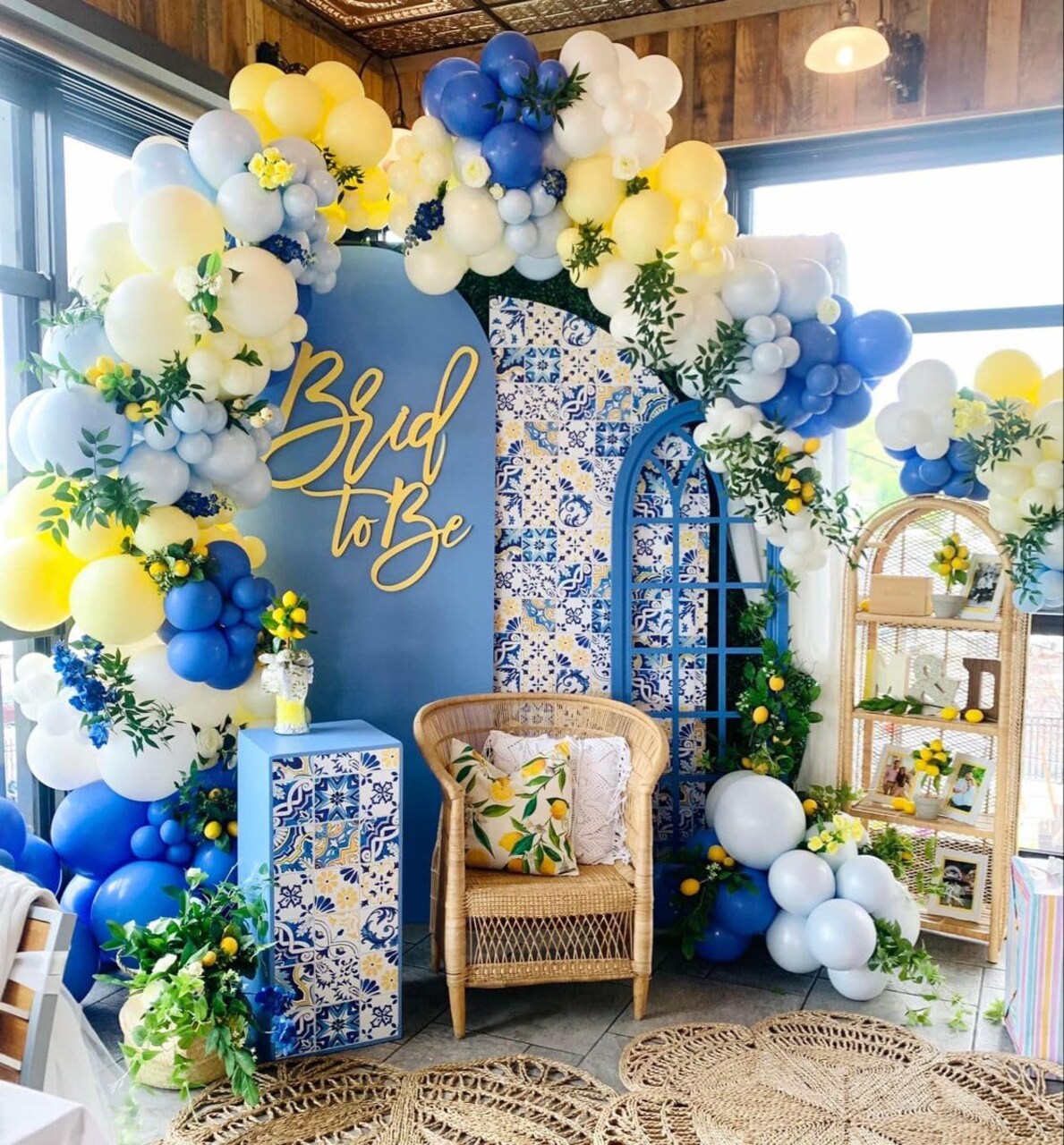 Royal Blue Yellow Lemon Balloon Garland Arch Kit with 142pcs Latex Balloons for Baby Shower Anniversary Birthday Wedding Graduation Office Party DIY Decoration.